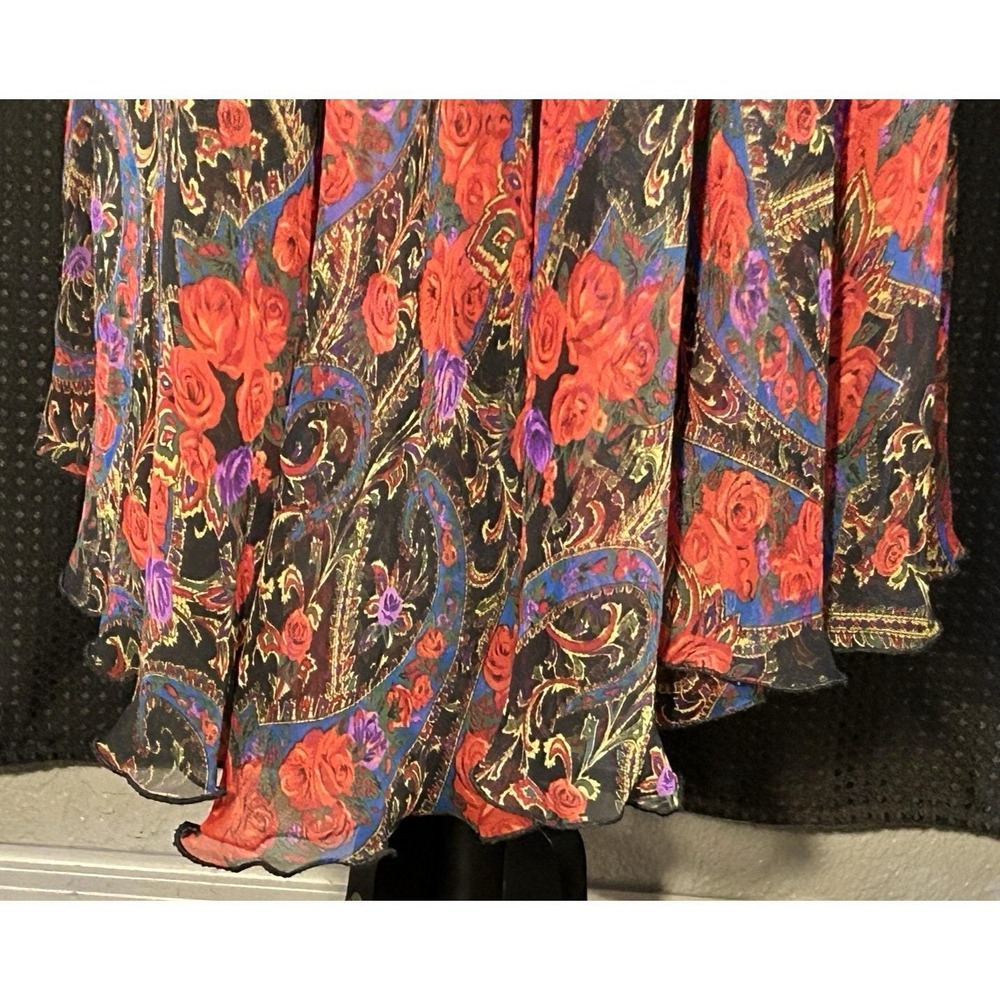 Vtg Victorias Secret ? 1990s Satin & Sheer Chiffon Floral Paisley Lace Maxi Slip - Picture 3 of 6